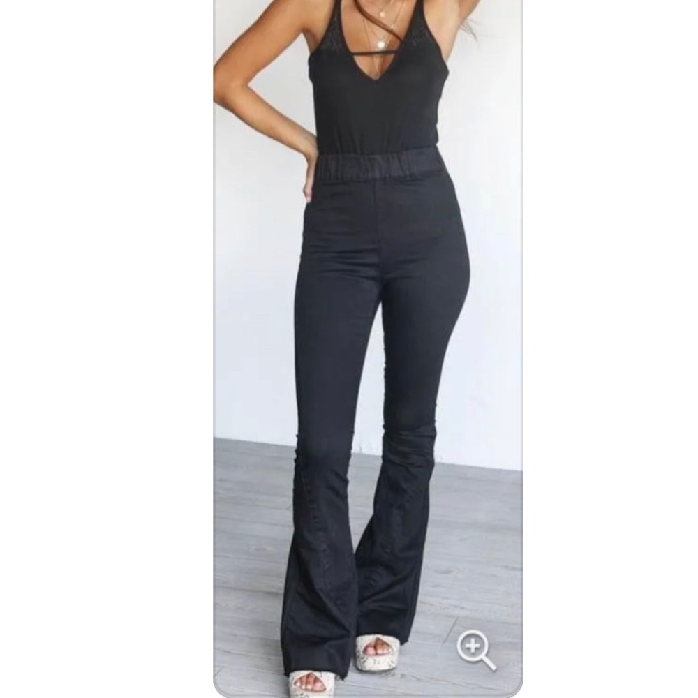 ❤️ Boutique Blue Blush Black Flare Leg Bell Jeans